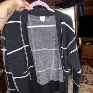 Black and White Plaid Cardigan